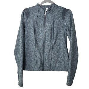 Under Armour Womens Full Zip Jacket Small Mock Neck Mesh Peplum Back Thumb Holes